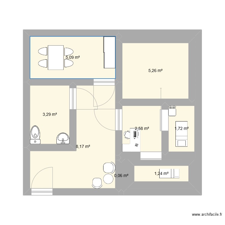 Amelie Armand. Plan de 8 pièces et 27 m2