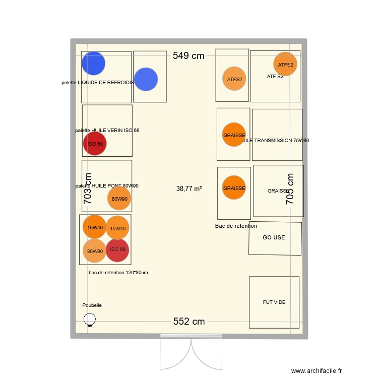 PLAN DEPOT LUBRIFIANT. Plan de 1 pièce et 39 m2