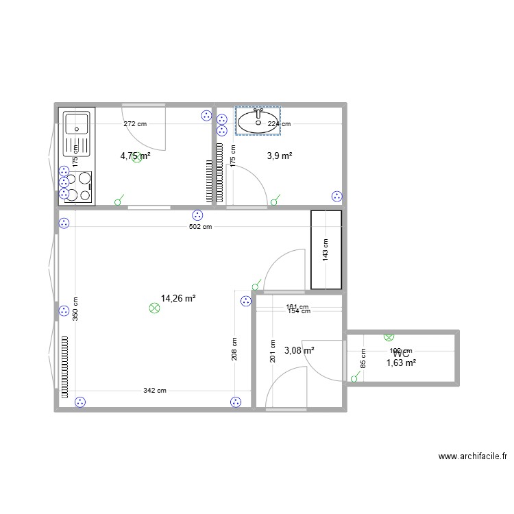 LOGE BAGNOLET. Plan de 5 pièces et 28 m2