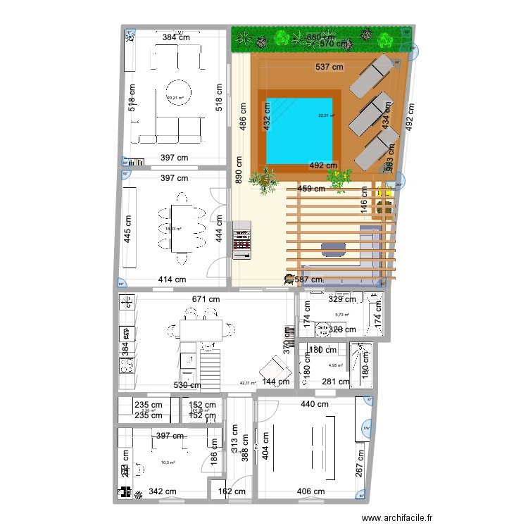 Maison J1. Plan de 11 pièces et 165 m2