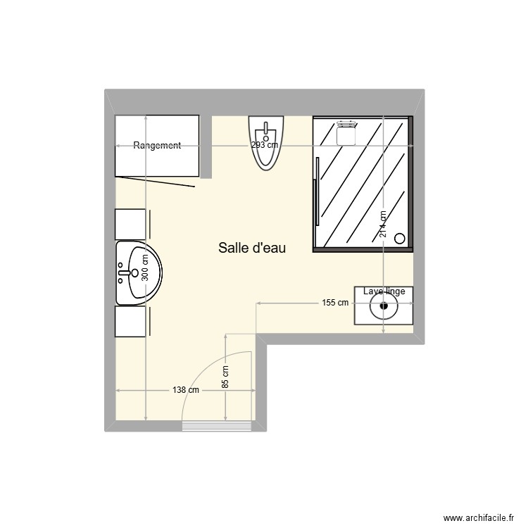 RUQUET SDB Existant. Plan de 1 pièce et 7 m2