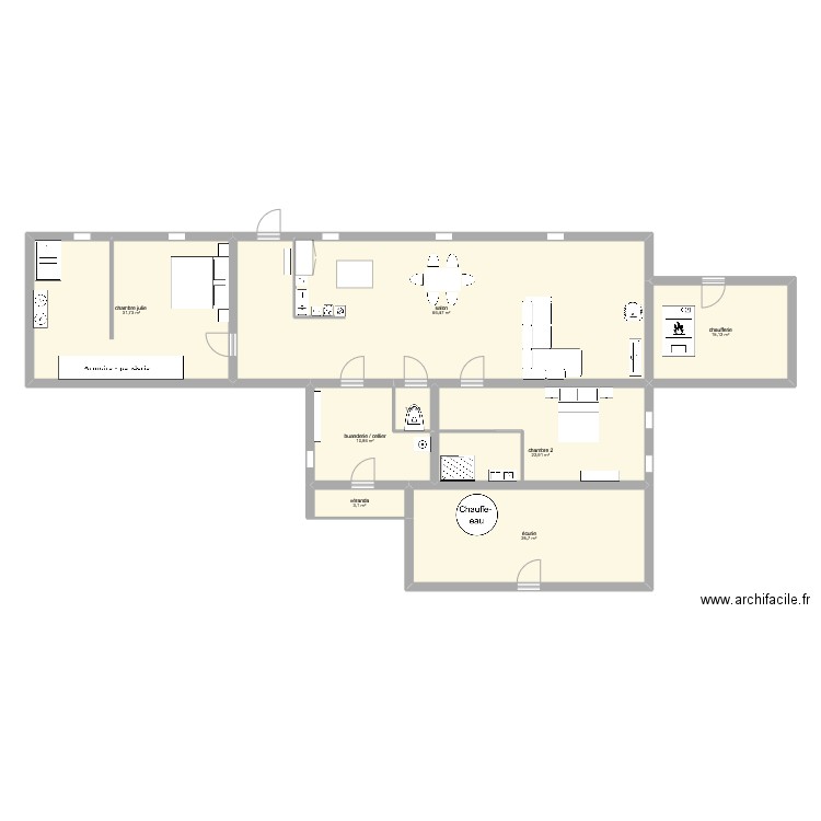 maison julie. Plan de 8 pièces et 178 m2