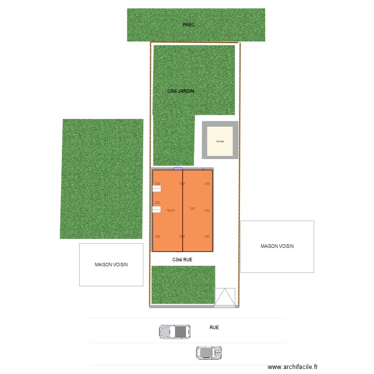 vue générale APRES TRAVAUX AVEC TOITURE. Plan de 11 pièces et 70 m2