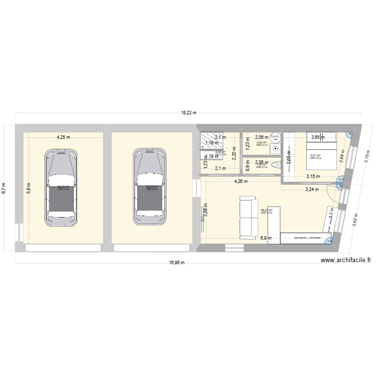 RC extension DEUIL bis. Plan de 7 pièces et 93 m2