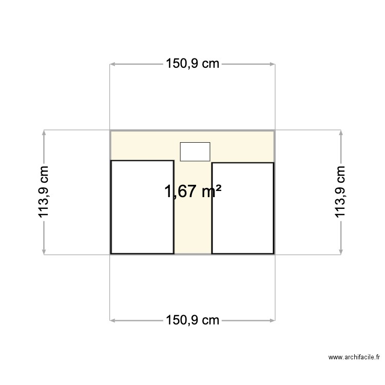 bassin ee vue mur est. Plan de 1 pièce et 2 m2