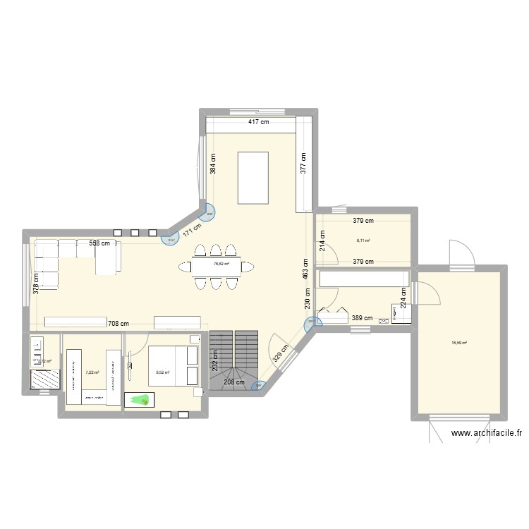 maison 3. Plan de 6 pièces et 125 m2