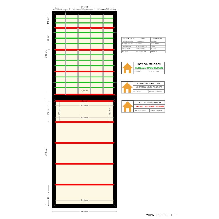 DOUGMENE. Plan de 81 pièces et 57 m2