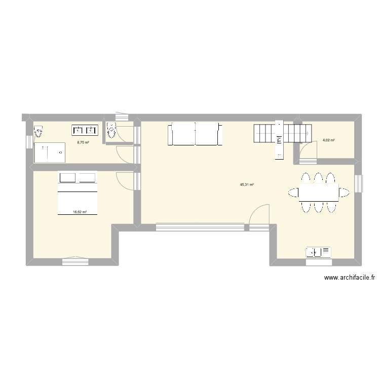 rocbaron1. Plan de 4 pièces et 75 m2