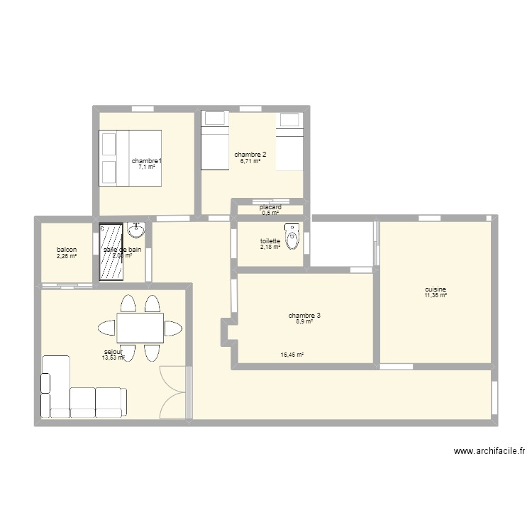 maison sans renovation. Plan de 10 pièces et 71 m2