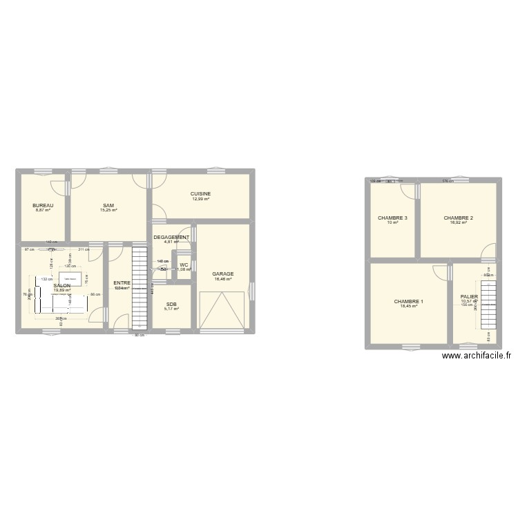 MAISON. Plan de 13 pièces et 150 m2