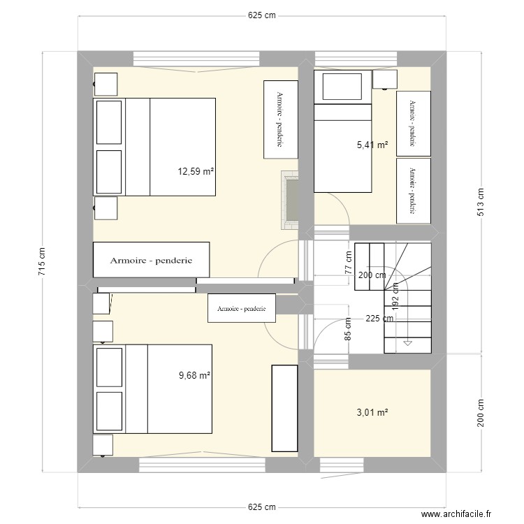 étage. Plan de 4 pièces et 31 m2