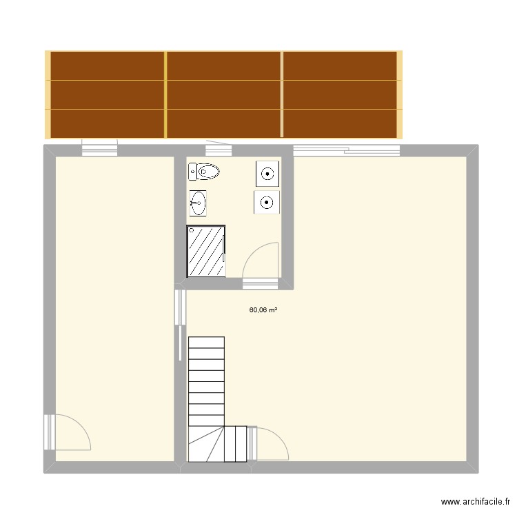 sousol maison sans cotation. Plan de 1 pièce et 60 m2