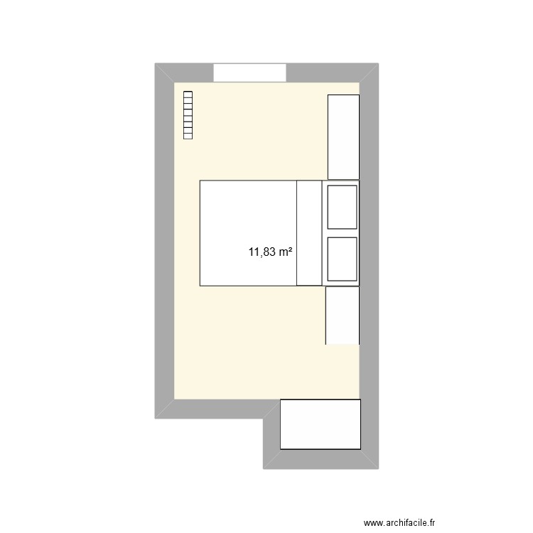 chambre. Plan de 1 pièce et 12 m2