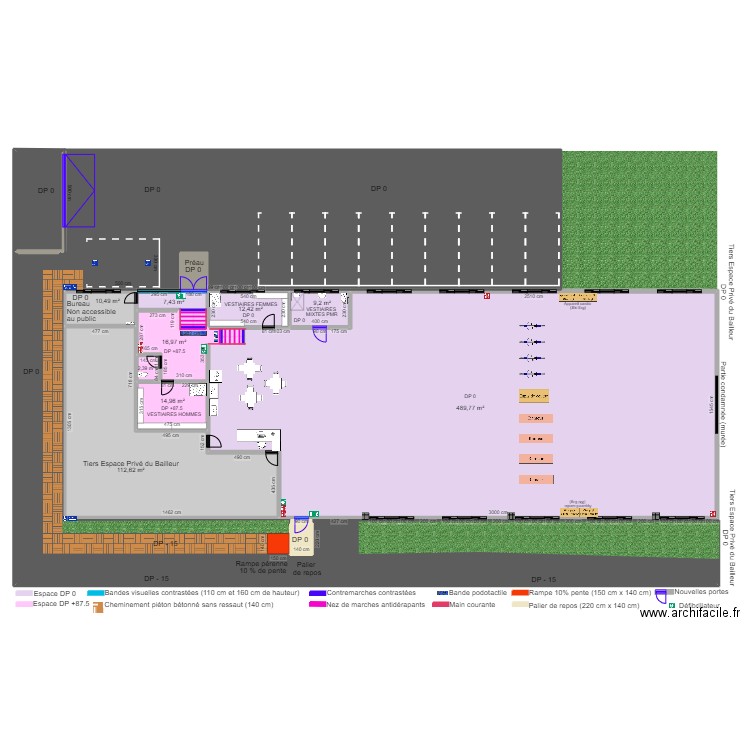 CROSSFIT OLORON-SAINTE-MARIE APRES TRAVAUX. Plan de 15 pièces et 1288 m2