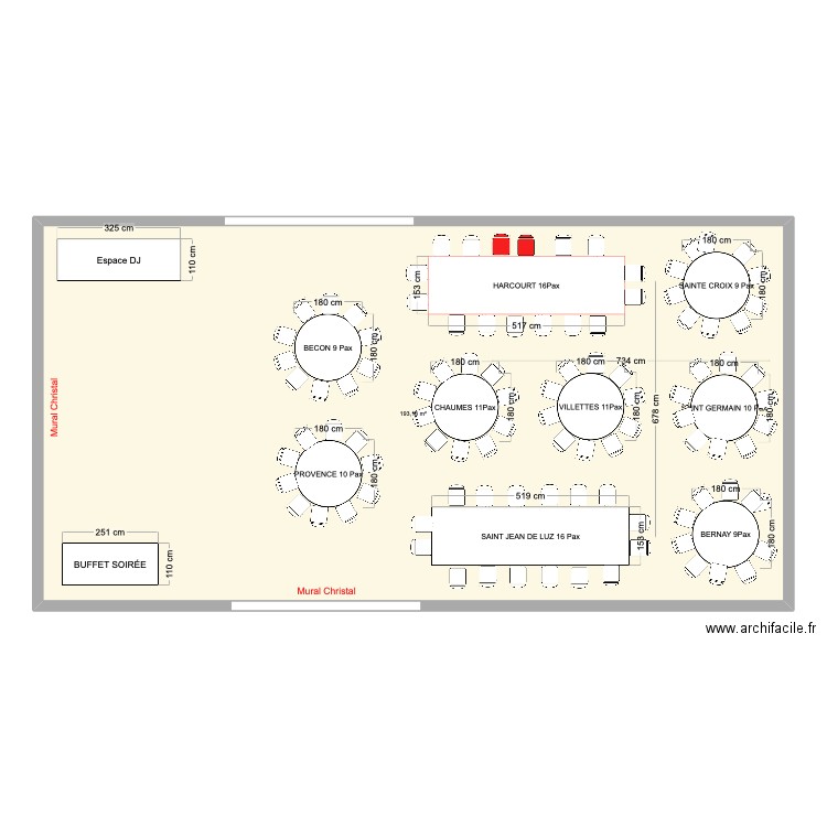 MARIAGE PLAN DE TABLE. Plan de 1 pièce et 193 m2