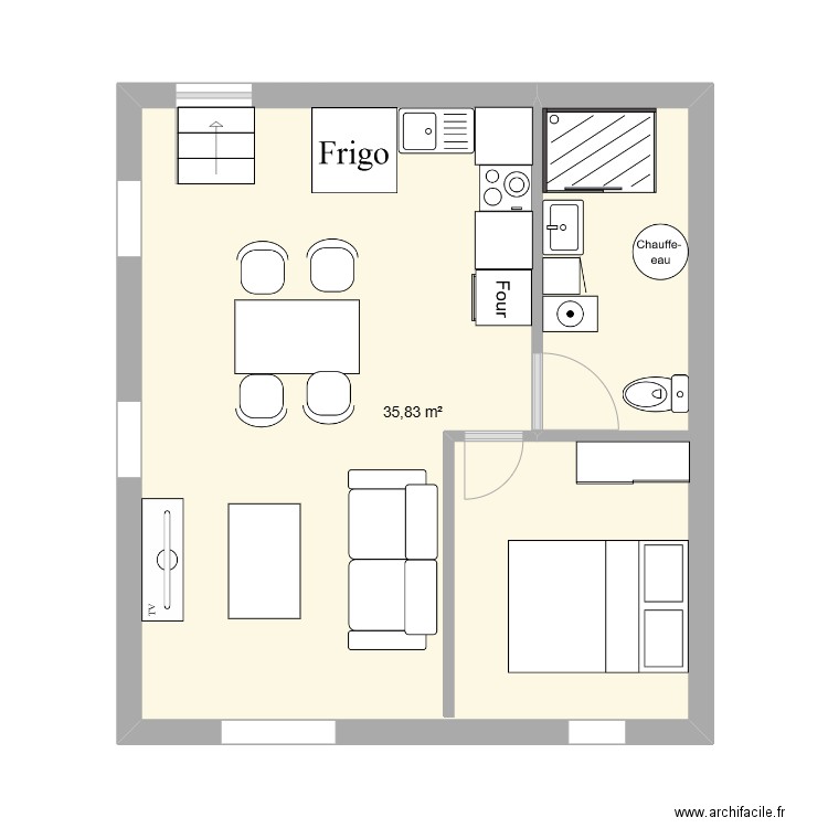 Treille 1. Plan de 1 pièce et 36 m2