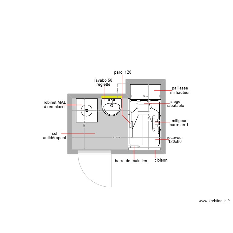 mogni. Plan de 1 pièce et 3 m2