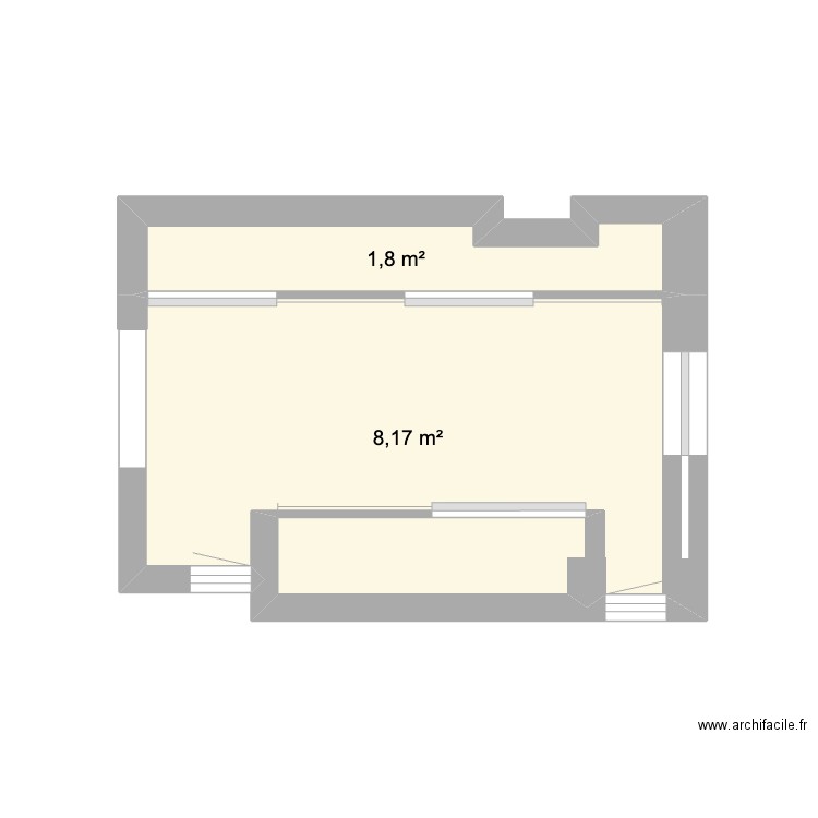 Walk-in-dressing. Plan de 2 pièces et 10 m2