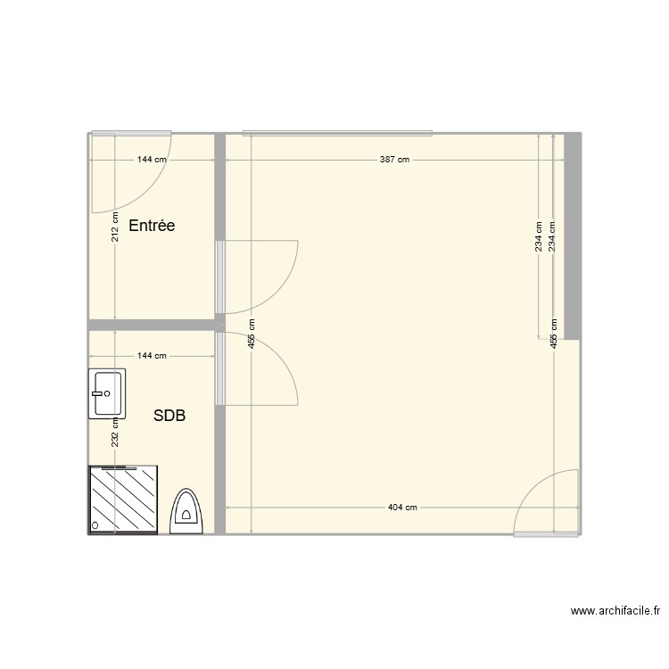 Casteau REZ1. Plan de 3 pièces et 24 m2