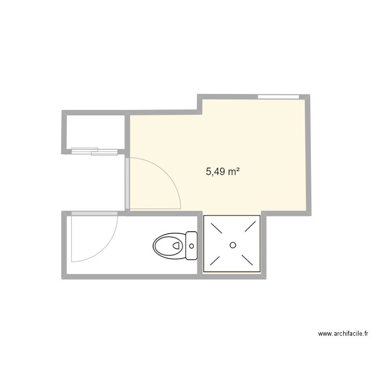 Salle de bain V1. Plan de 1 pièce et 5 m2