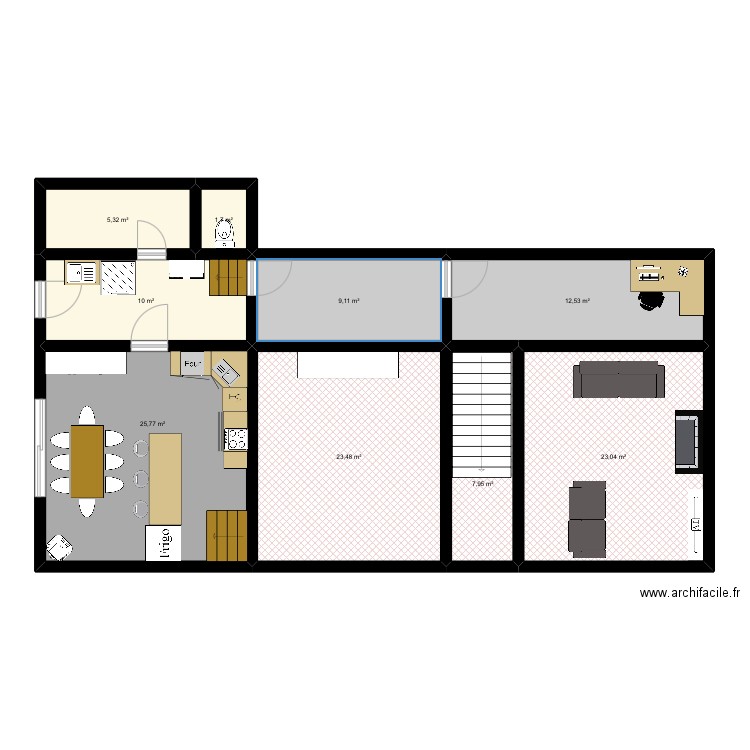 Maison. Plan de 9 pièces et 119 m2