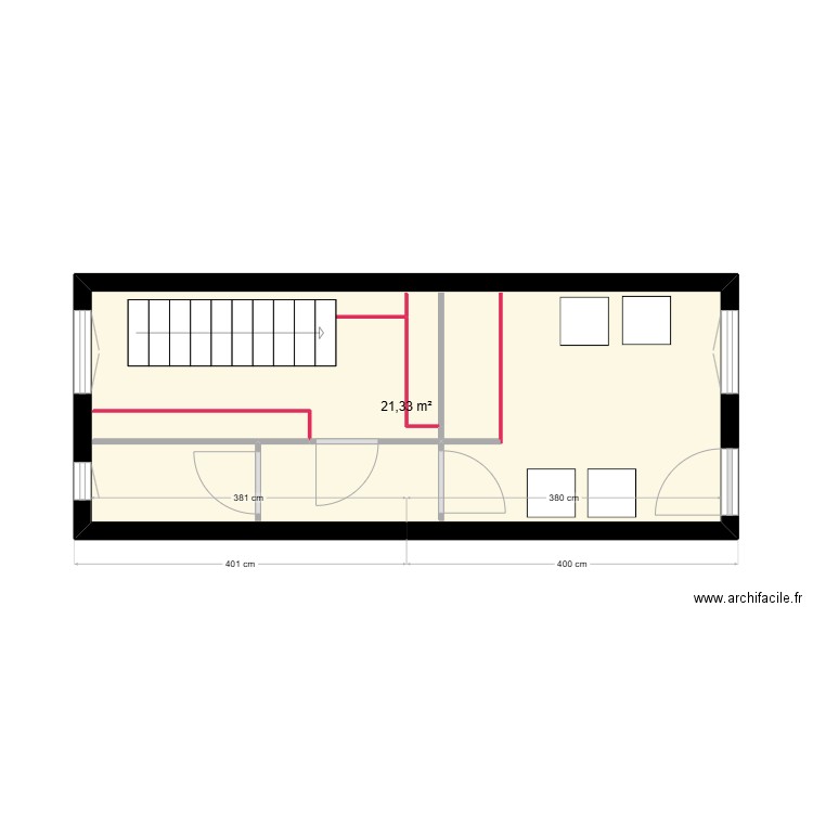 MAISON. Plan de 1 pièce et 21 m2