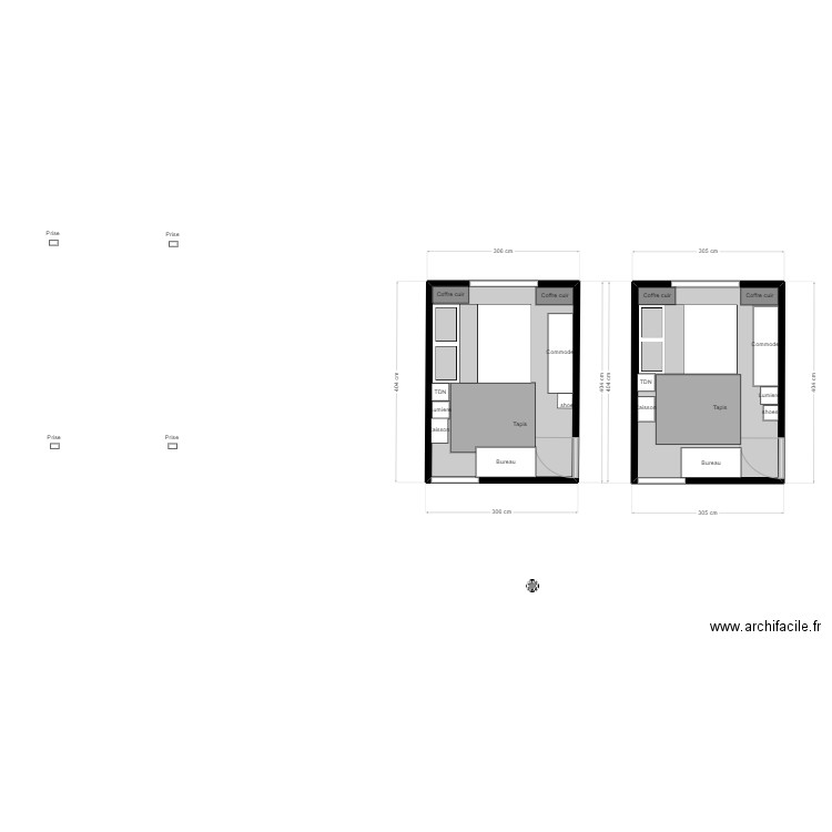 Chambre l. Plan de 2 pièces et 22 m2