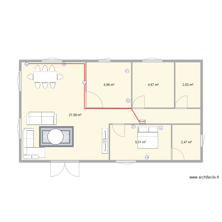 leo plan electrique. Plan de 6 pièces et 42 m2