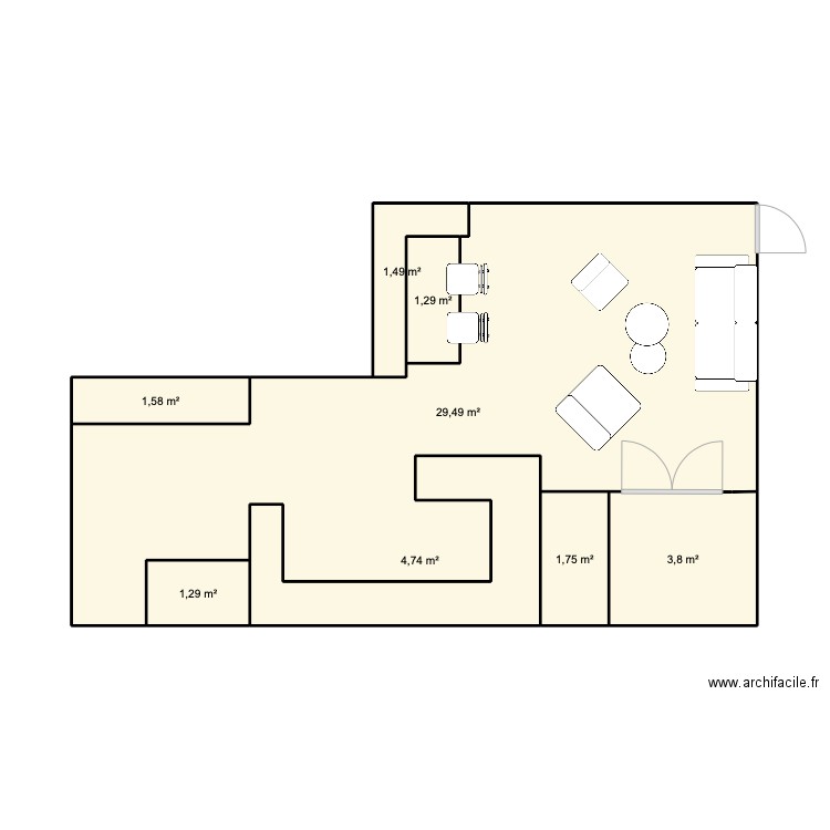 Plan appartement maison alfort vide. Plan de 8 pièces et 45 m2