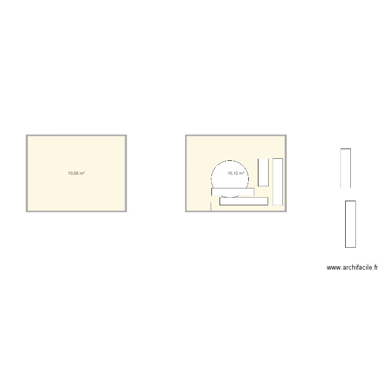 implatation meuble SDB V3. Plan de 2 pièces et 20 m2