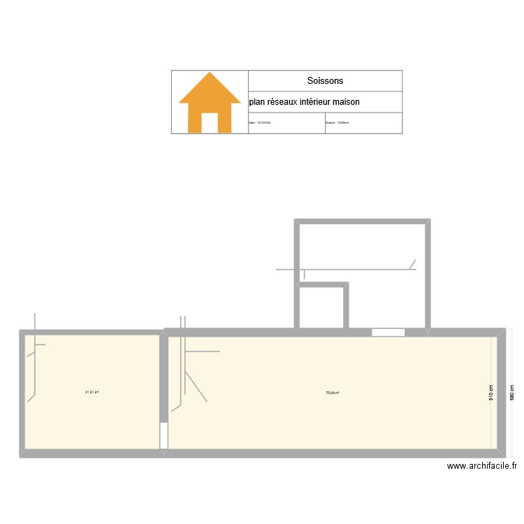 soissons 1. Plan de 2 pièces et 107 m2