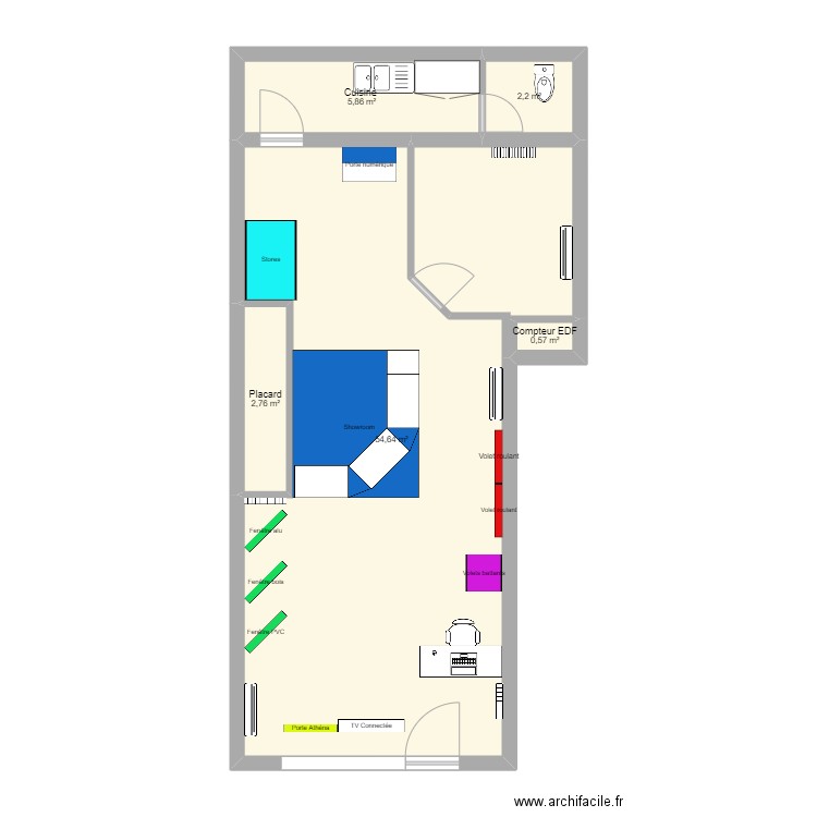 LOCAL SENS REPUBLIQUE. Plan de 5 pièces et 66 m2