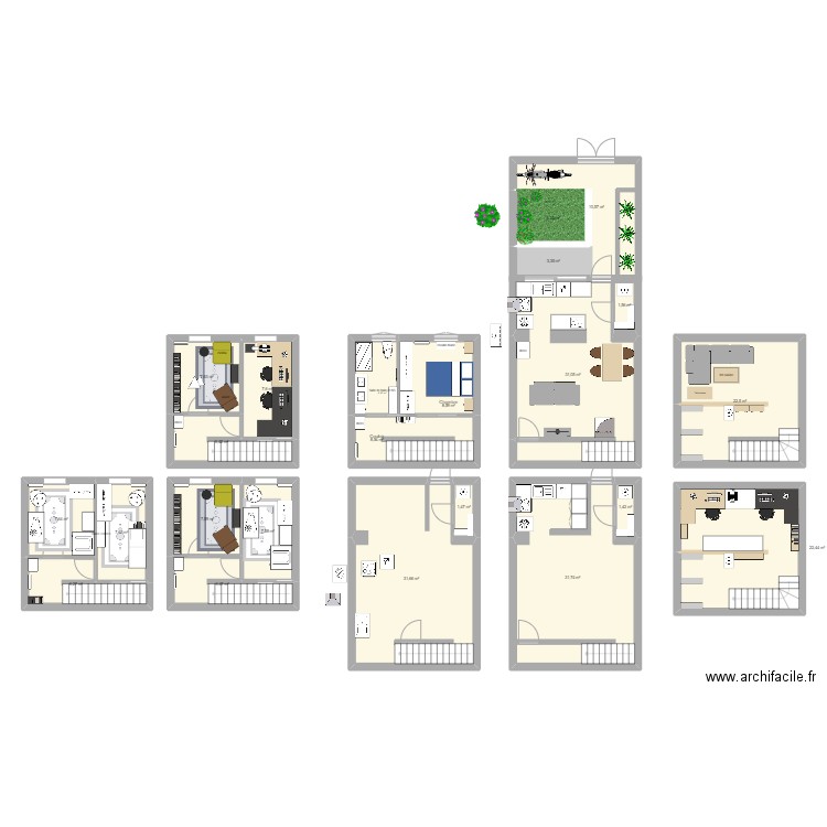 maison. Plan de 23 pièces et 251 m2