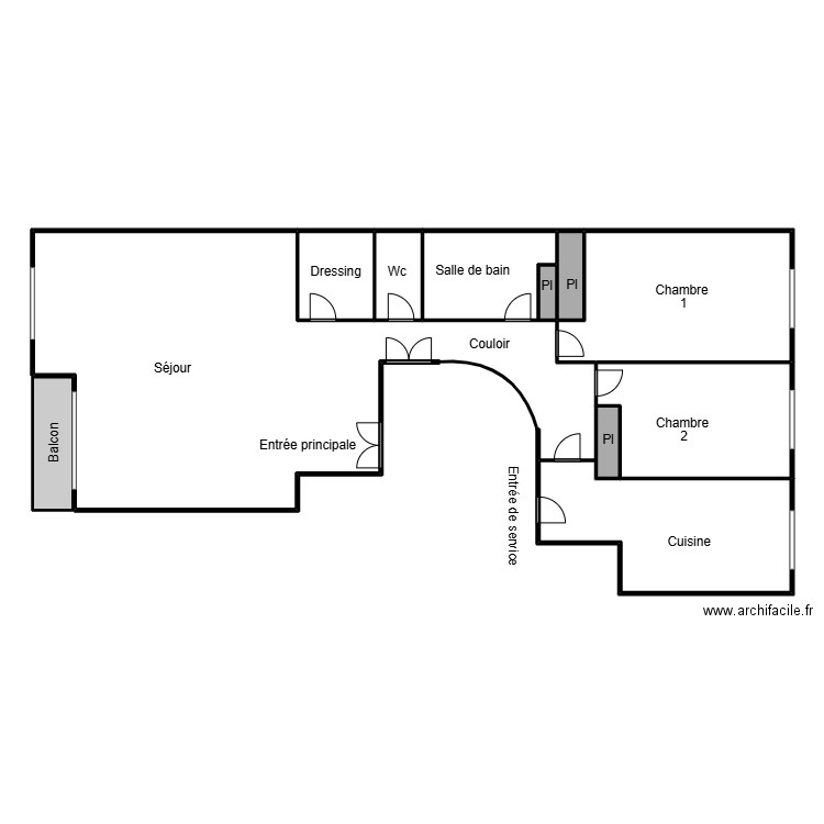 louis 1. Plan de 10 pièces et 100 m2