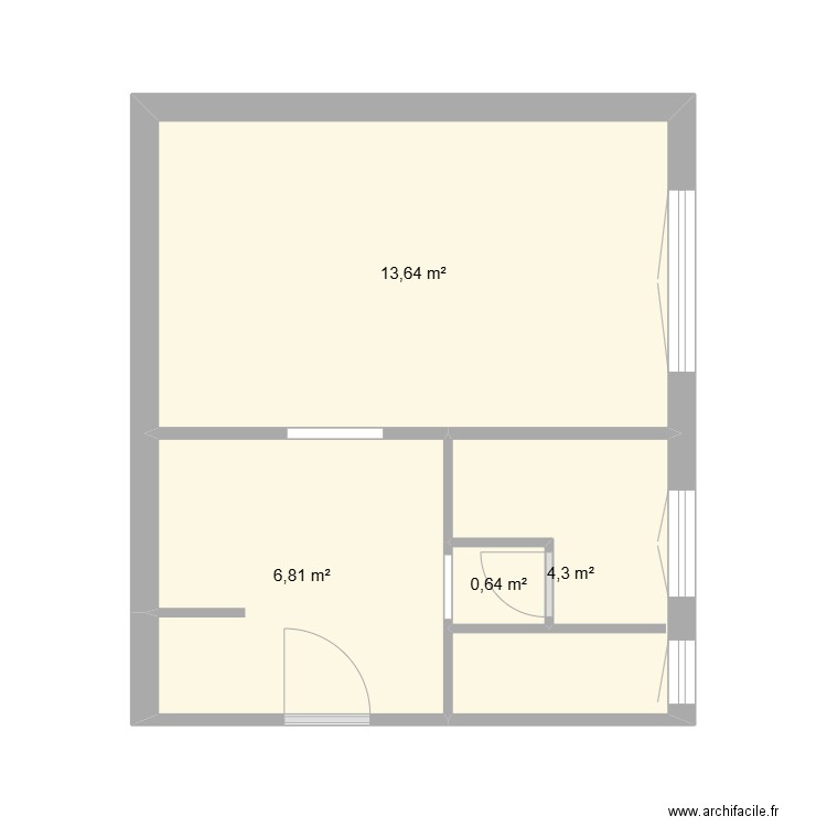 18 aro. Plan de 4 pièces et 25 m2