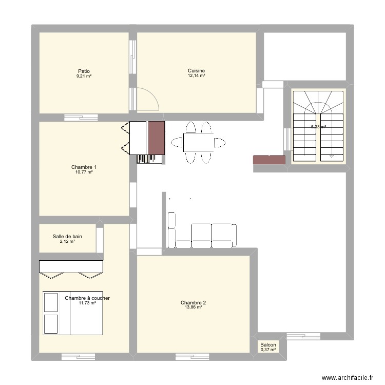 Plan Maroc. Plan de 8 pièces et 66 m2