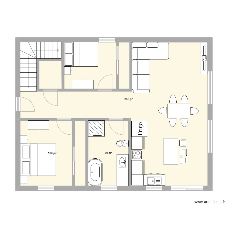 Plan maison. Plan de 3 pièces et 82 m2