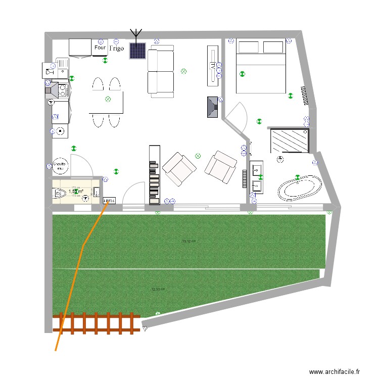 Airbnb. Plan de 1 pièce et 2 m2