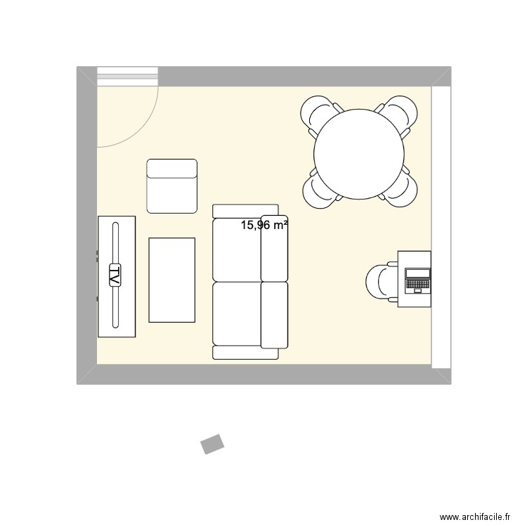 Salon. Plan de 1 pièce et 16 m2