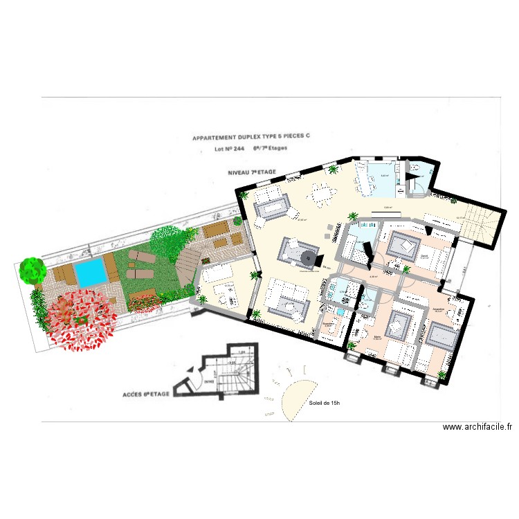 bonne taille 3bis. Plan de 15 pièces et 180 m2