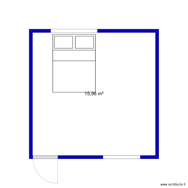 Chambre. Plan de 1 pièce et 16 m2