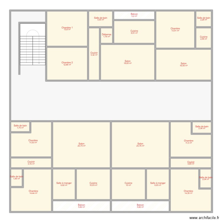 Résidence Ted r+1. Plan de 31 pièces et 367 m2