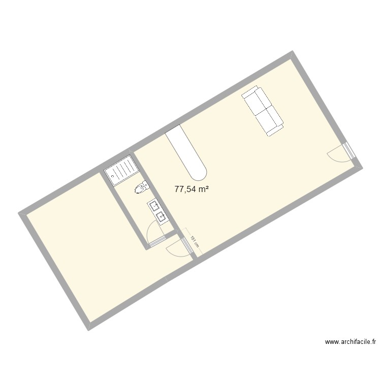 Ruine. Plan de 1 pièce et 78 m2