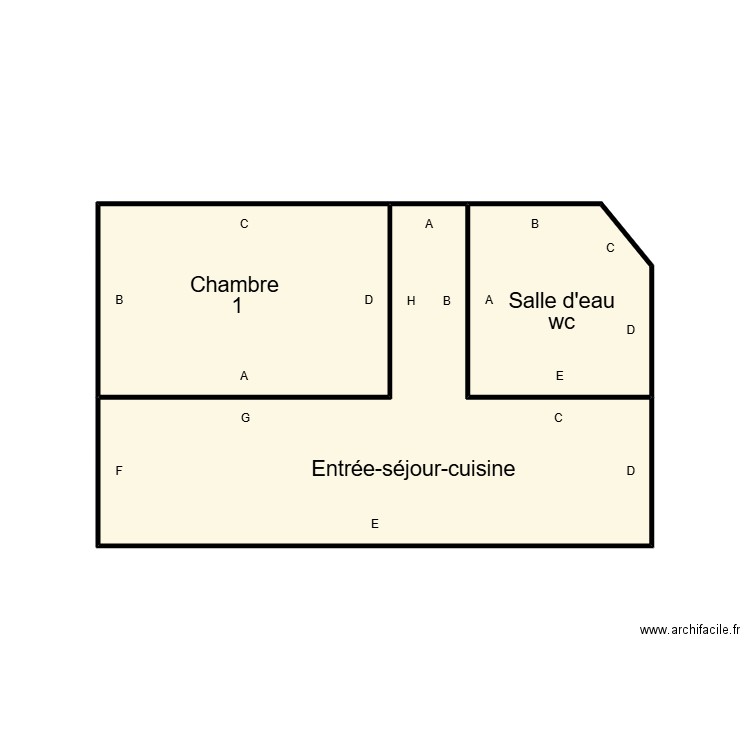 QUIMPER NGUYEN LA GARE. Plan de 3 pièces et 19 m2