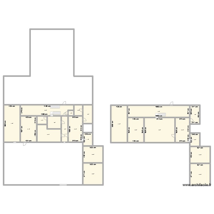 plan avant mesure. Plan de 23 pièces et 538 m2