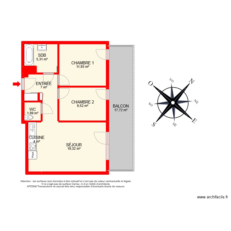 BI 24080 - . Plan de 12 pièces et 91 m2