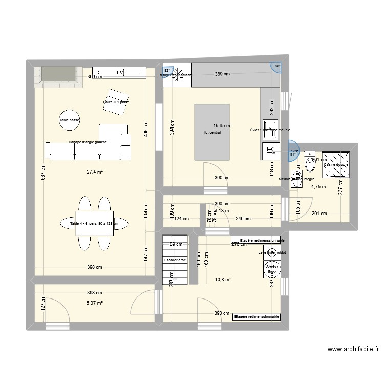 Maison Mel. Plan de 6 pièces et 68 m2