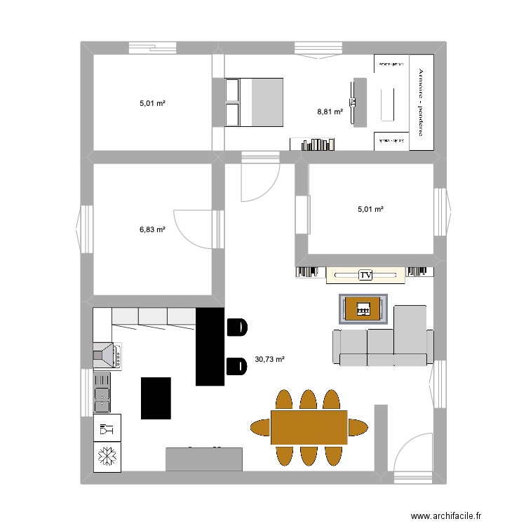 APPART (60M2). Plan de 5 pièces et 56 m2