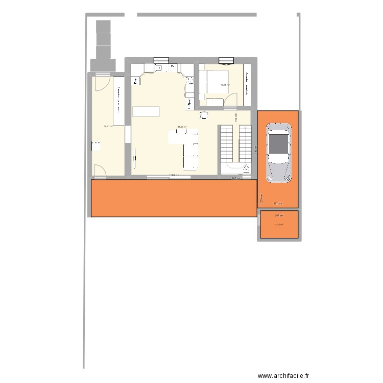 voisine. Plan de 4 pièces et 79 m2