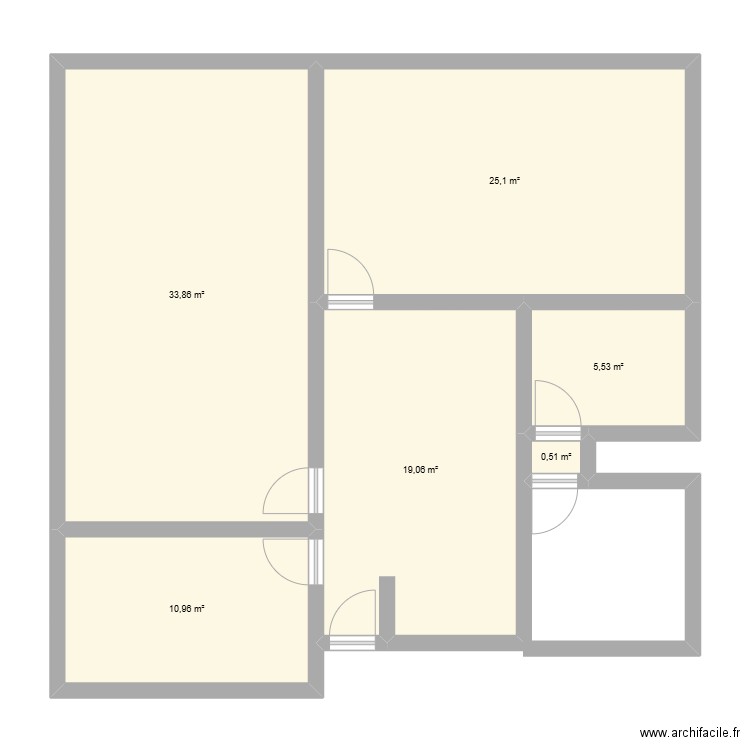 formation. Plan de 6 pièces et 95 m2